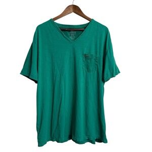 Lacoste t-shirt men's 8 3XL green garment dyed cotton v-neck preppy croc logo